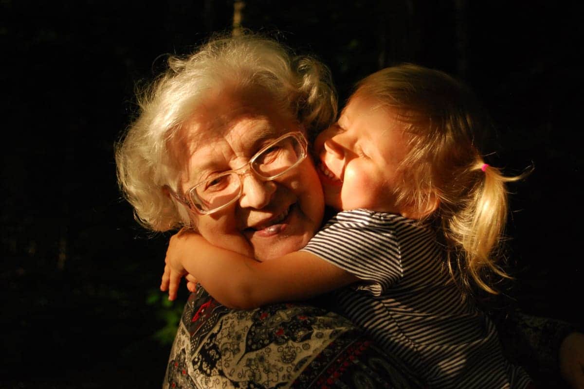 grandparent hugging grandchild 