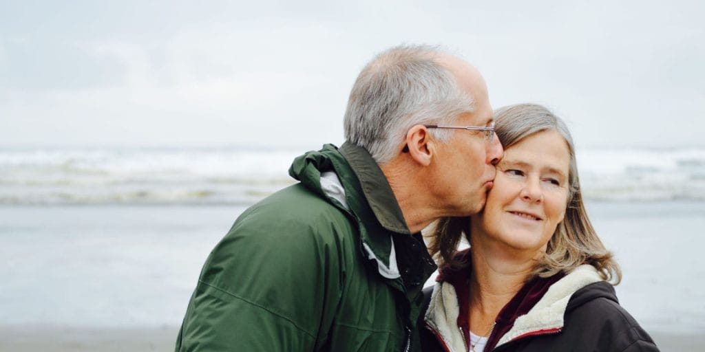 older couple on a beach about learn about sex after divorce